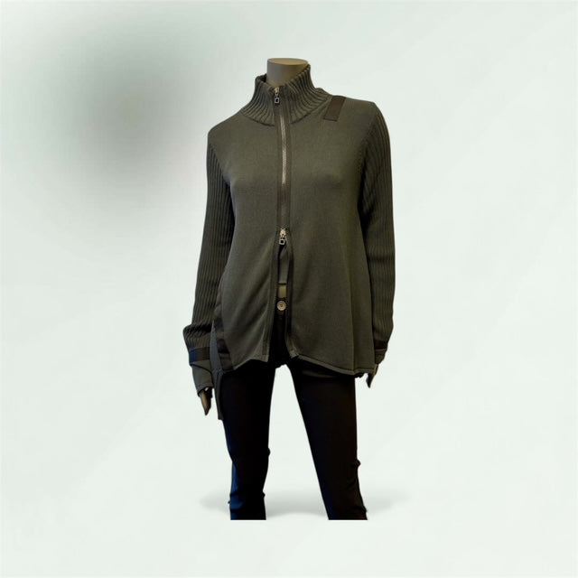 assyetric zipped cardigan Dark Grey