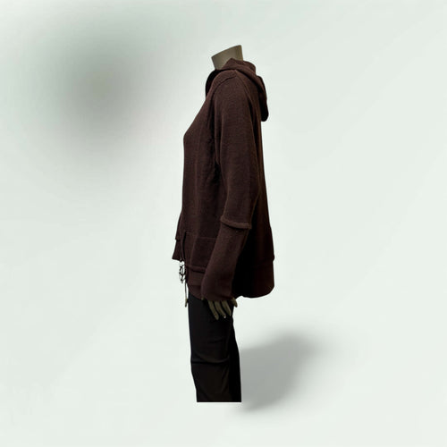 Side View of the Jacket/Cardigan with dual zip,strings and toggles