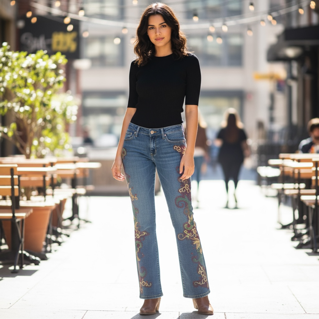 Hand Painted Jeans- Abstract Painting - Extravagance Fashion 