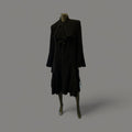 Elegant Black Long Coat with Tiered Hem and Covered Buttons STYLE U19/WL - Extravagance Fashion 