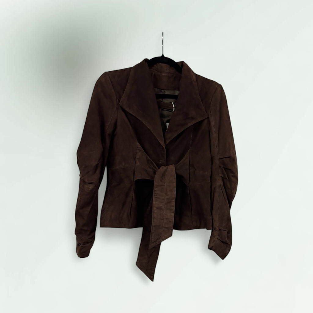 Women's Belted Suede Jacket - Extravagance Fashion 
