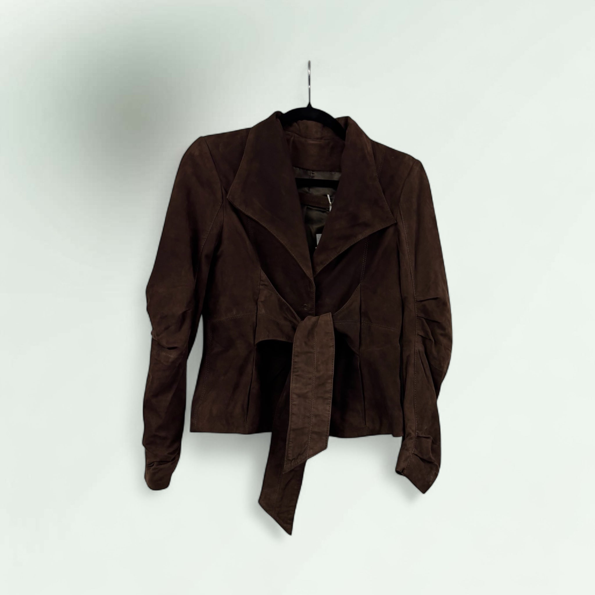 Women's Belted Suede Jacket - Extravagance Fashion 