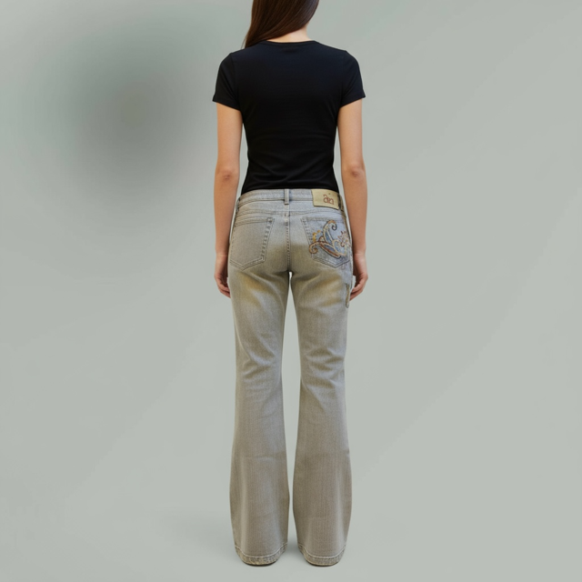 Hand Painted Jeans- Paisley Print - Extravagance Fashion 