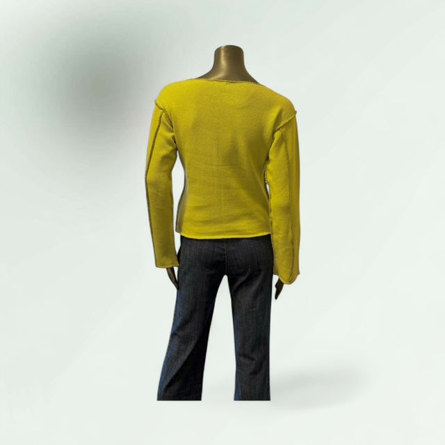 Mustard Contrast-Stitch Knit Sweater-Soyombo- Lunatisme - Extravagance Fashion 