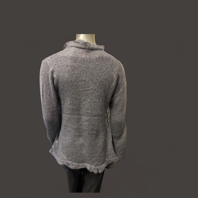 MOHAIR OPEN EDGE CARDIGAN WITH FRILLY BORDER AND TIE  -STYLE NO. GRANIT 501 - Extravagance Fashion 