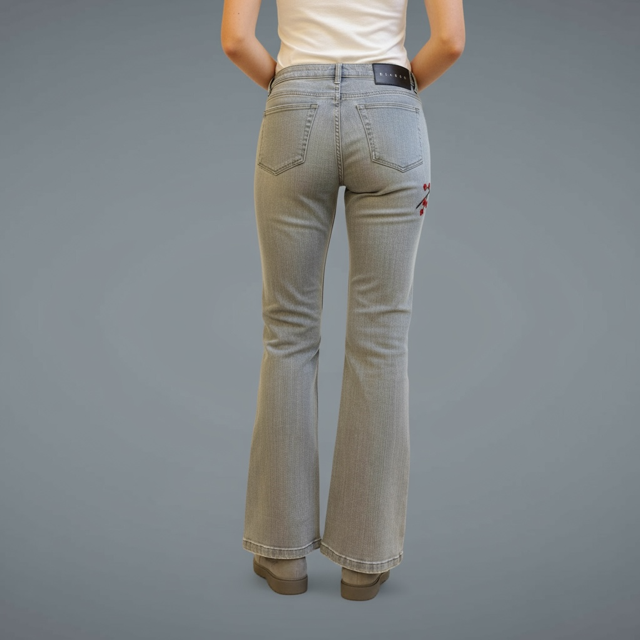 Hand Painted jeans - Cherry branch - Extravagance Fashion 
