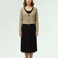 Beige Cropped Knit Cardigan with Ring Detail-Gargrish-Lunatisme - Extravagance Fashion 