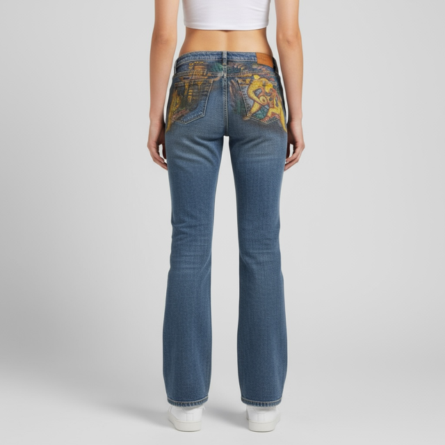 Hand painted Jeans - artwork - Extravagance Fashion 