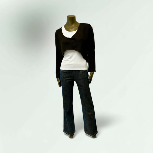 Cropped Asymmetric Knit Cardigan- Varang- Lunatisme - Extravagance Fashion 