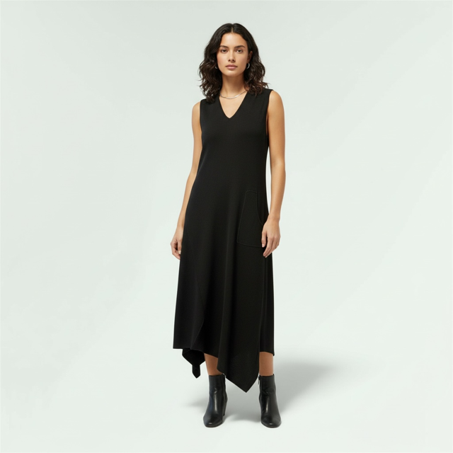 Knitted Woollen Mix Long Dress style 1017 - Extravagance Fashion 