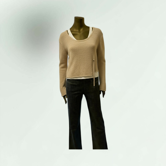 Women's Relaxed Knit Sweater with Side Tie Detail-Filicina- Lunatisme - Extravagance Fashion 