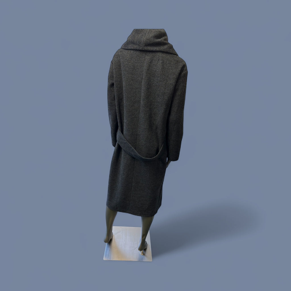 Elegant Charcoal Wool Coat with Shawl Collar STYLE W22/WL - Extravagance Fashion 