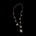 Brown Rope Leather Necklace with Heart Shaped Charms