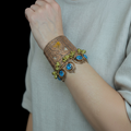 Copper Adjustable Cuff with Intricate Embroidery and Metal Beading