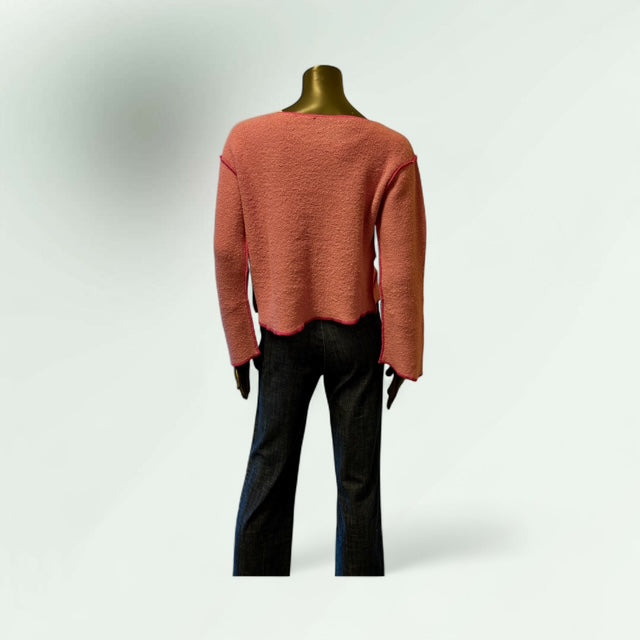 Fuschia Asymmetric Textured Sweater with contrast stitch- Bassa - Lunatisme - Extravagance Fashion 