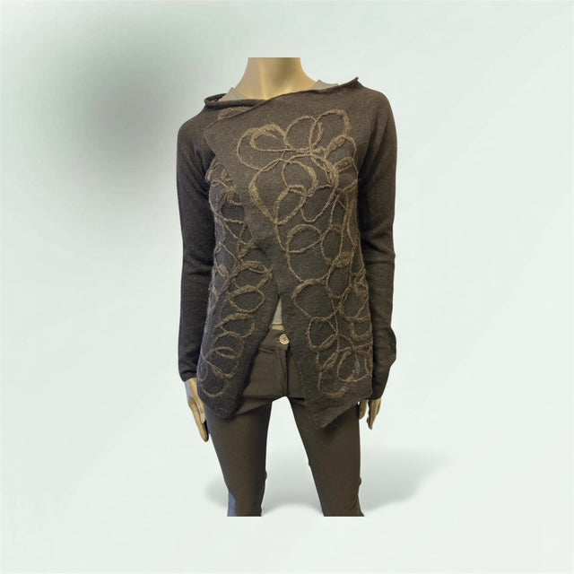 Asymmetric Edge to Edge Cardigan in Mohair and Viscose style 1865 - Extravagance Fashion 