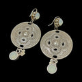 Dangly Chandelier Earrings with Embroidered Detail & Rhinestones)