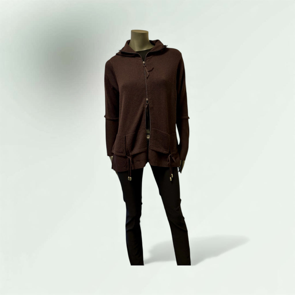 Dual Zip Jacket?cardigan with string and  Toggles 