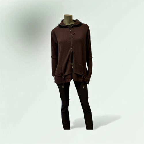 Dual Zip Jacket?cardigan with string and  Toggles 