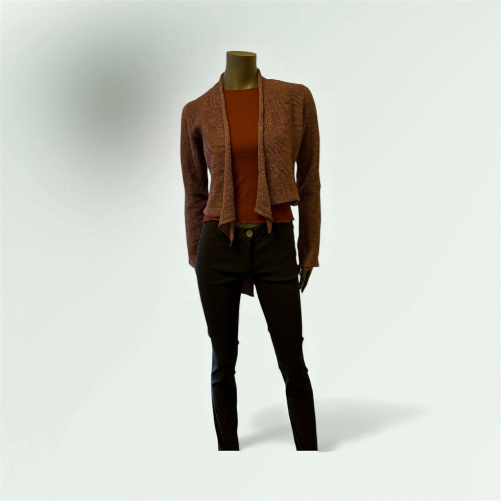 Dusky Pink Cardi worn edge to edge 