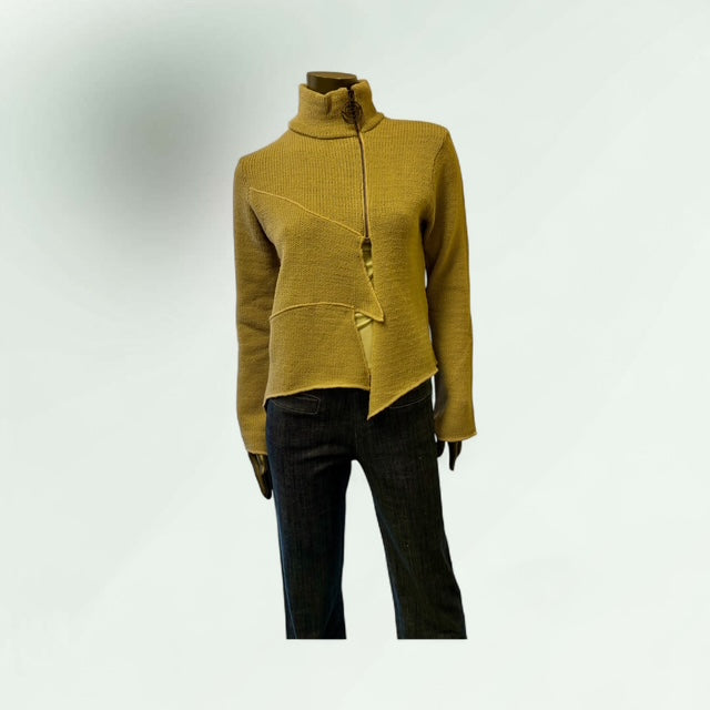 Asymmetric Zip Cardigan-Cham- Lunatisme - Extravagance Fashion 