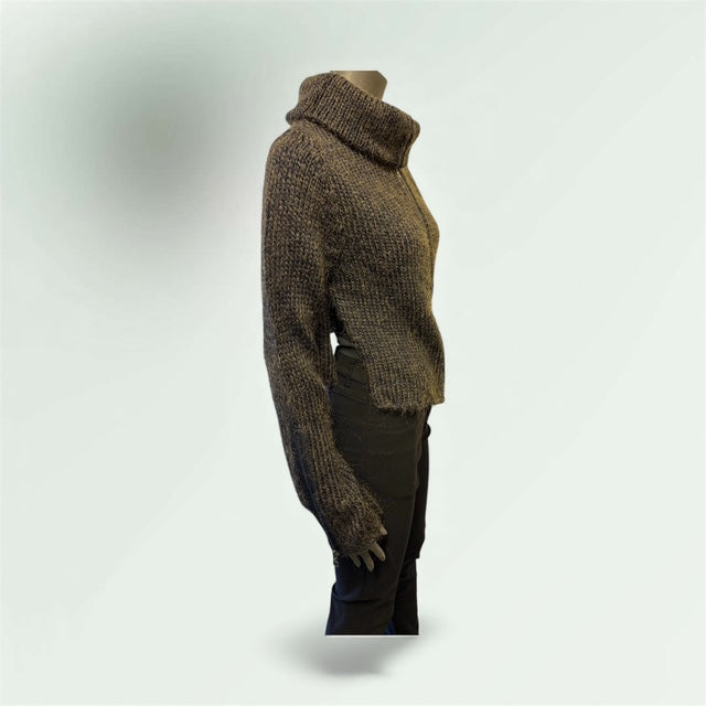 Asymmetric Mohair Zipped Cardigan style 1217 - Extravagance Fashion 