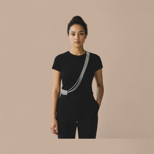 Model wearing  the Chain Accessory - Versatile Cross Body or Layered Necklace
