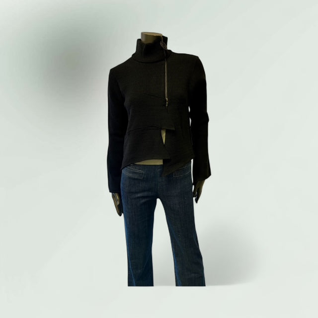 Asymmetric Zip Cardigan-Cham- Lunatisme - Extravagance Fashion 