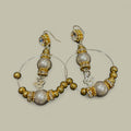 Dangly Hoop Earrings with gold and white  Beads - Vibrant Jewellery 