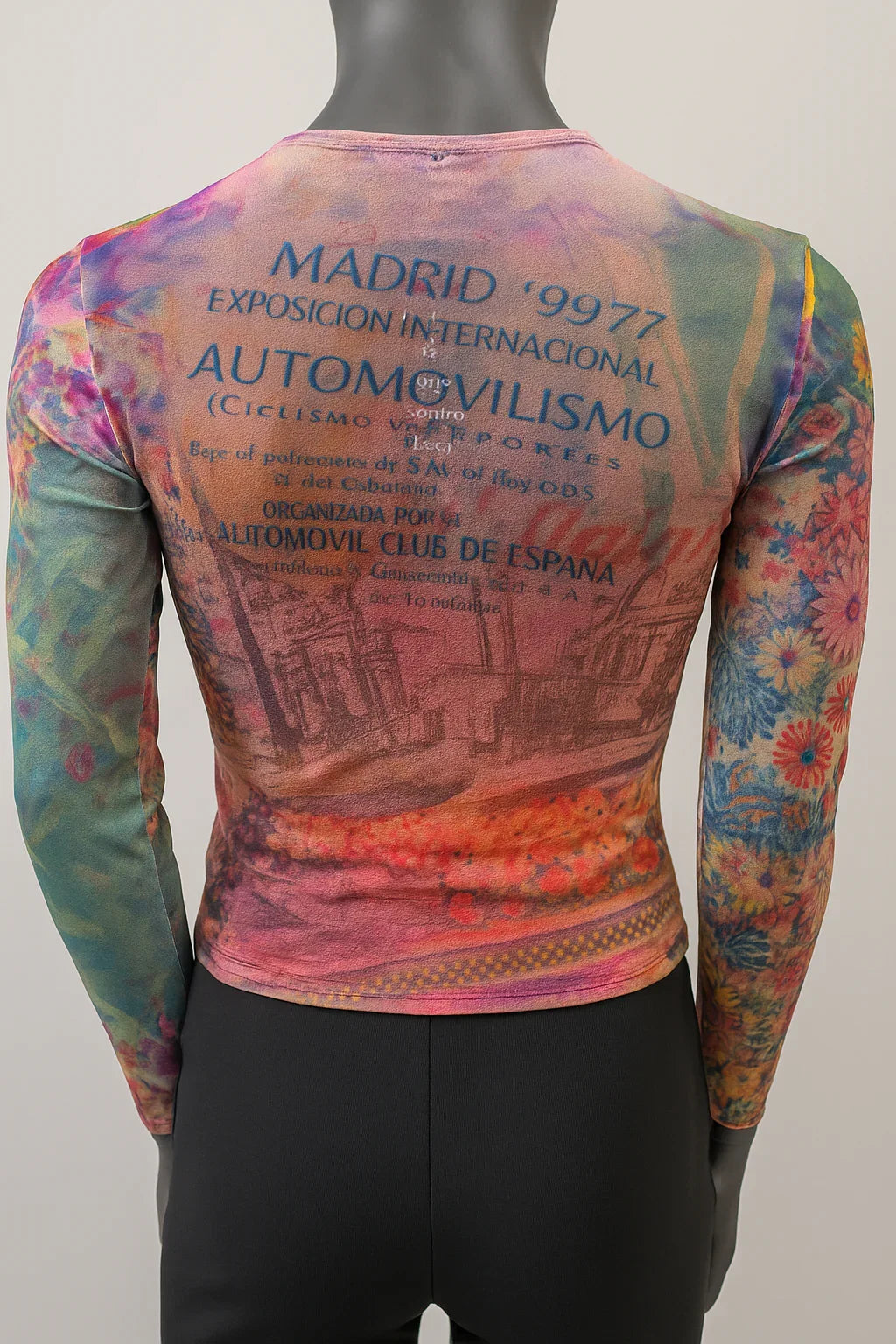 Printed Mesh T Shirt with Embelishment   Paolo Madrid 1977 Print - Extravagance Fashion 