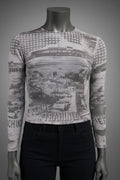 Printed Mesh T Shirt with Embelishment   South American Cruises Print - Extravagance Fashion 