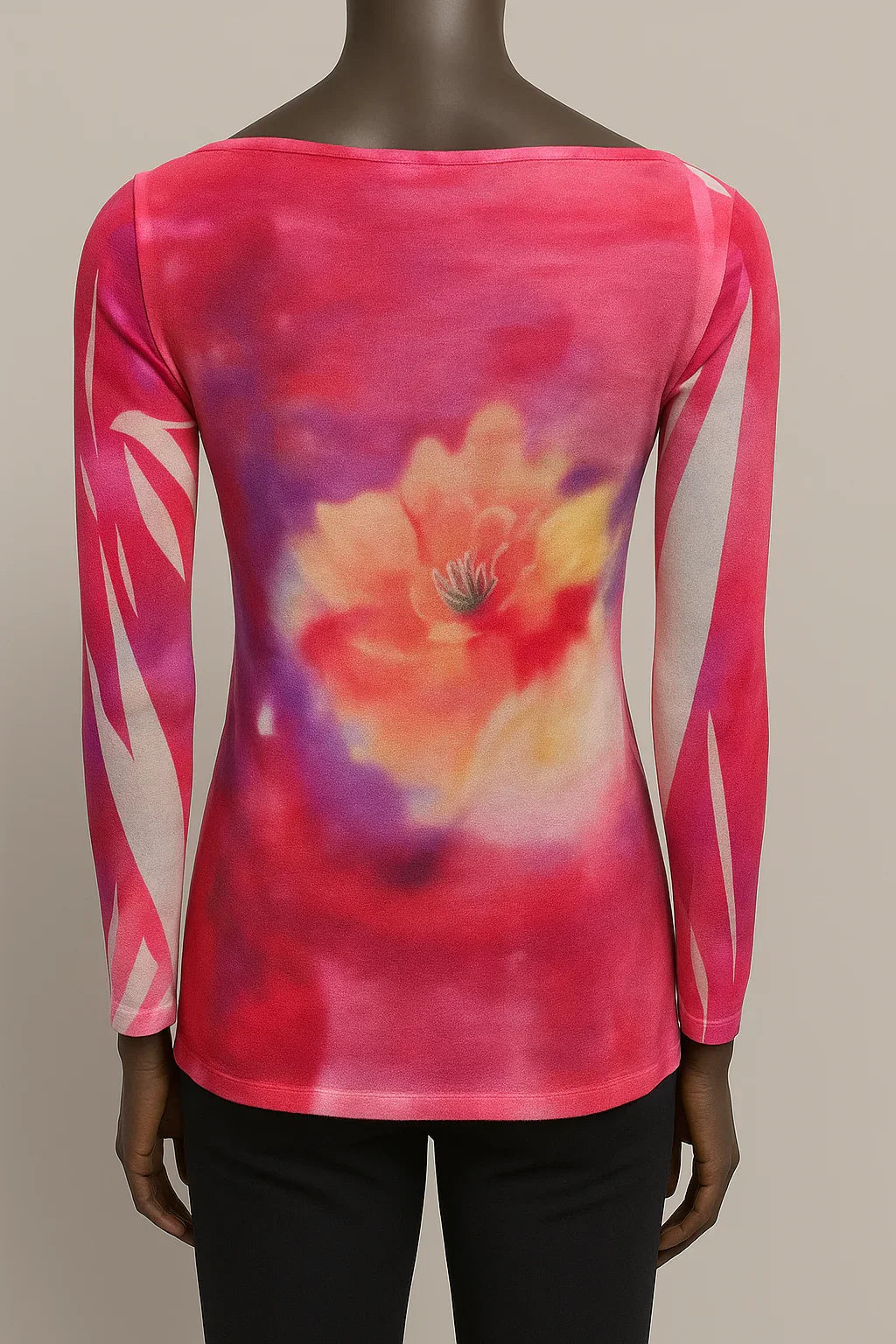 Printed Tunic Top  style 9407 (Pink Flowers Print) - Extravagance Fashion 
