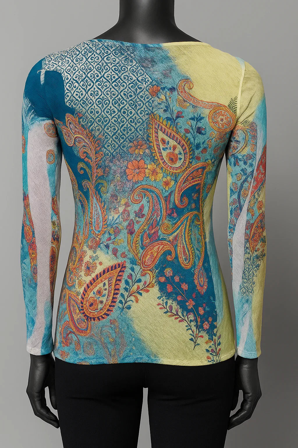 Printed Chiffon Biased Tunic Top with Sequins style 9479 - Extravagance Fashion 