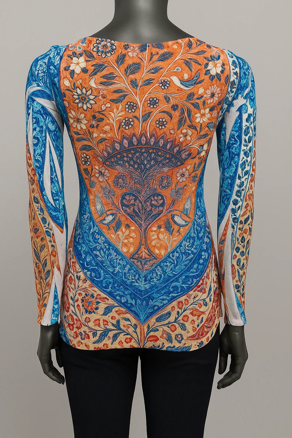 Printed Chiffon Biased Tunic Top with Sequins style 9485 - Extravagance Fashion 
